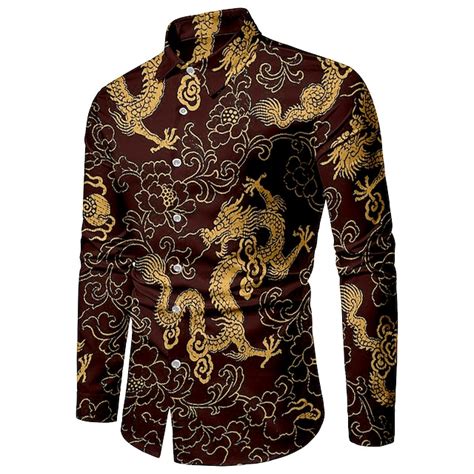 Men Gold Bronzing Camisa Social Shirts Dress Slim Fit New Long Sleeve