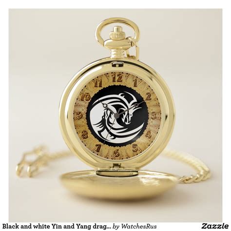 Black And White Yin And Yang Dragons 1 Pocket Watch Zazzle Pocket