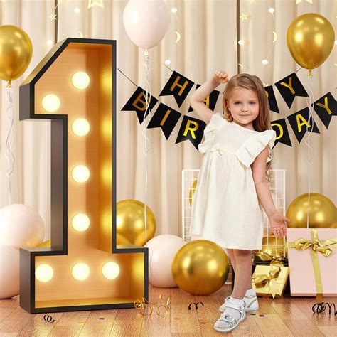 Amazon 4FT Marquee Light Up Number 1 Gold Black Marquee Numbers