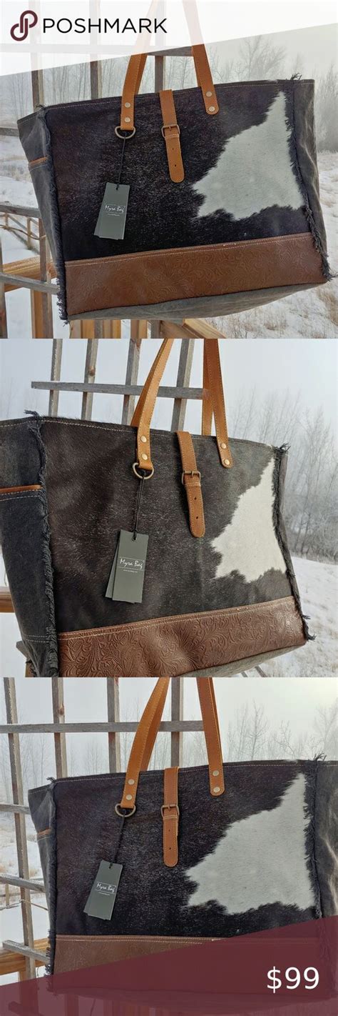 Newmyra Bag Cowhide Canvas Leather Weekender Travel Xl Extra Large