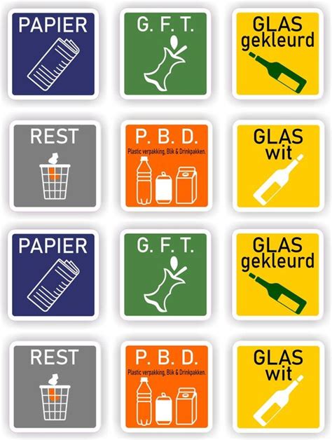 Afval Gescheiden Inzamelen Sticker Set 12 Stuks Bol