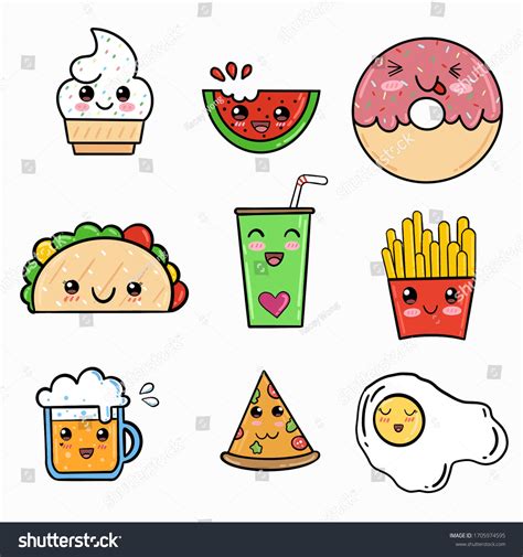 Cute Food Doodles Cute Eat Stock Illustration 1705974595 | Shutterstock