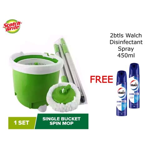 3M Scotch Brite Single Spin Mop Bucket Compact Powerful FOC 2btl