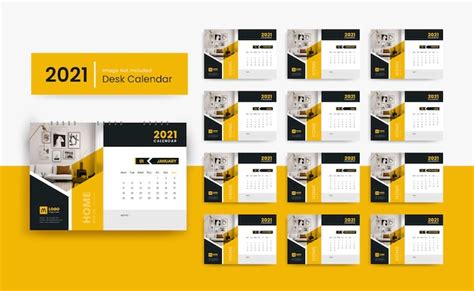 Premium Vector 2021 Desk Calendar Template For Corporate Business