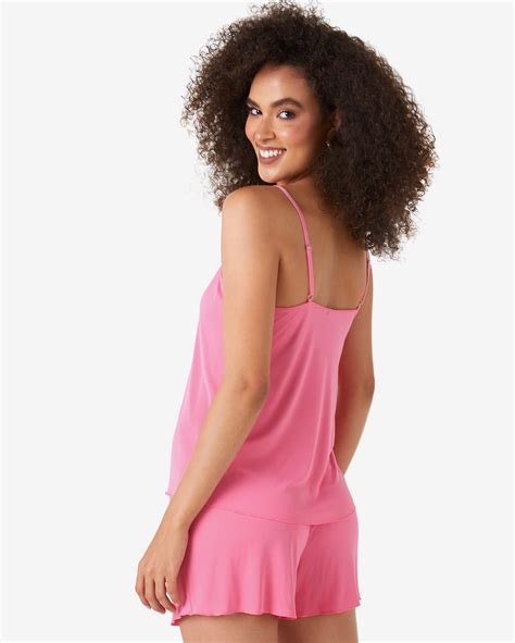 Riachuelo Short Doll Feminino Alças Finas Renda Rosa Chiclete