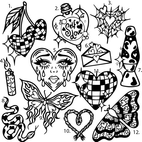 Pre Made Ready To Use Heart Butterfly Self Love Spider Web Flash Tattoo