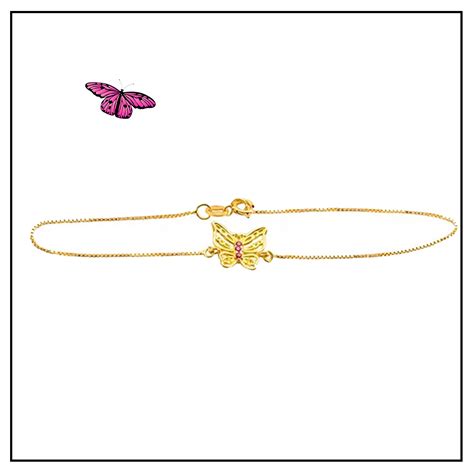 Pulseira Borboleta Em Ouro Amarelo Diamond Iraws