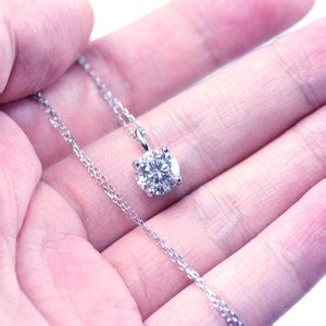 Solitaire 8MM 2carat White Moissanite Diamond Necklace Pendant Solid