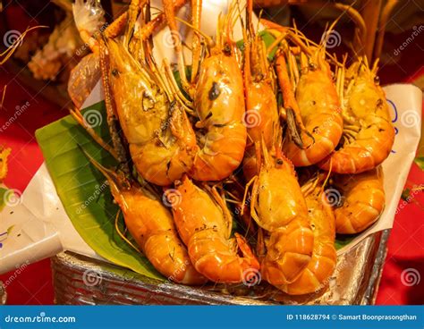 Grilled River Prawns Big Fresh Stock Photo Image Of Night