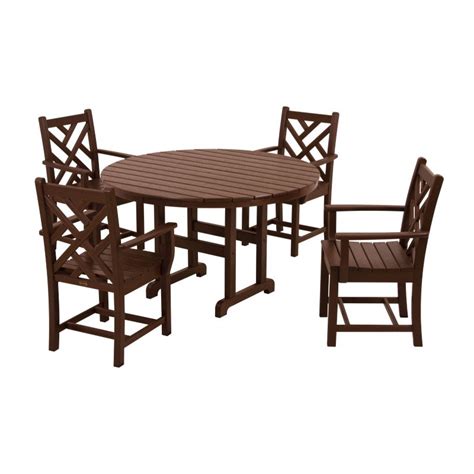 POLYWOOD® Chippendale Round Outdoor Dining Set 5 Piece PW-PWS122-1 | CozyDays