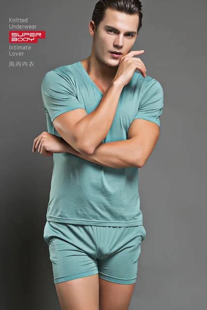 7 Color Men Comfortable Cotton Pajamas Set T Shirt Shorts Sexy Mens Underwear Tees Undershirts