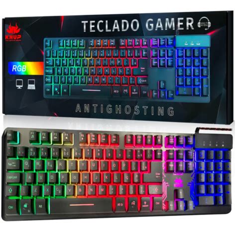 Teclado Gamer Semi Mec Nico Anti Ghosting Led Rgb Knup Kp Tm