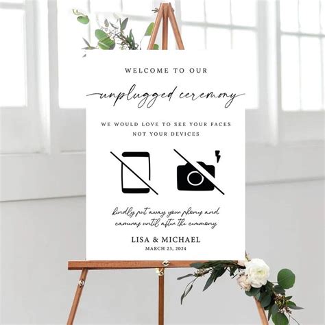 Personalized Welcome To Our Unplugged Ceremony Unplugged Ceremony Sign