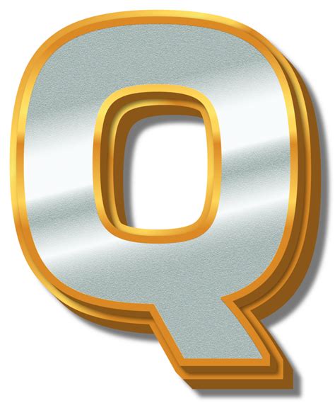 3d Elegant Gold Silver Alphabet Letter Q 34097645 Png