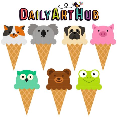 Animal Ice Cream Cones Clip Art Set – Daily Art Hub // Graphics ...