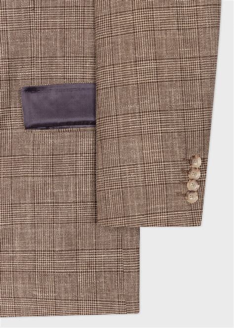 The Soho Brown Houndstooth Check Wool Linen Suit