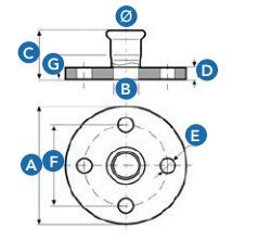 Raccord mixte à bride inox à sertir PN 16 SERTINOX AIRBEL profil M