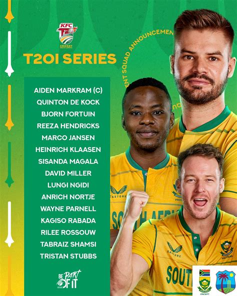 Proteas T20i Squad Against West Indies Rcricket