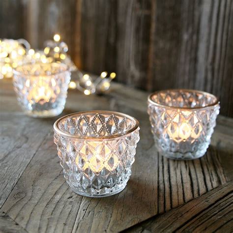 Clear Harlequin Glass Tea Light With Gold Rim By Clem And Co Tea Lights Glass Tealight Glass