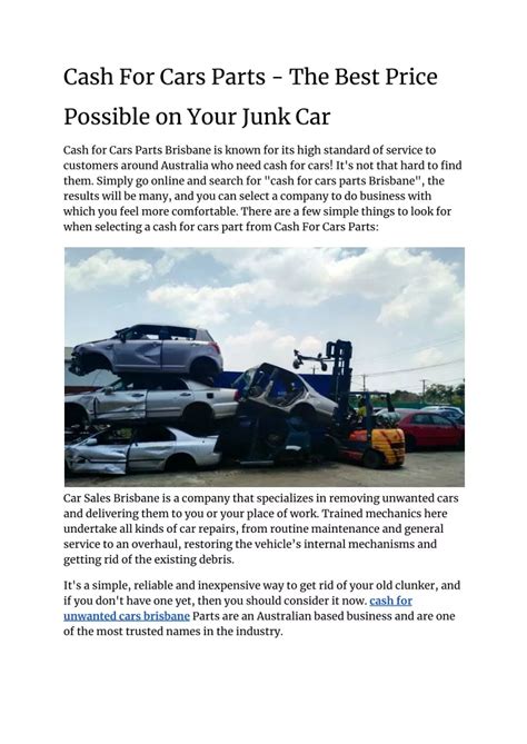 Ppt Cash For Cars Parts The Best Price Possible On Your Junk Car