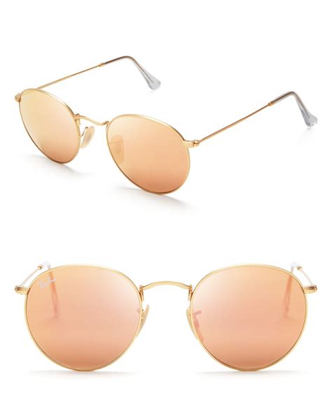 Lyst Ray Ban Round Mirror Sunglasses In Metallic