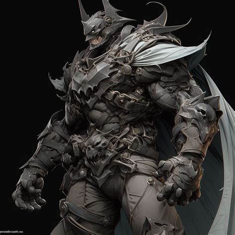 The Batman Statue Is Shown In Full Armor With Horns And Claws On His Head