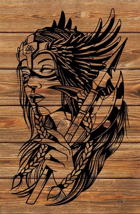 Png Svg File Valkyrie Viking Warrior Woman Stencil For Cricut Etsy