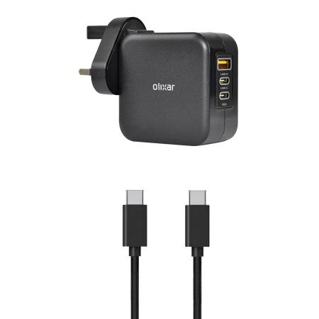 Olixar Super Fast 65W GaN USB A And USB C Wall Charger With Super Fast