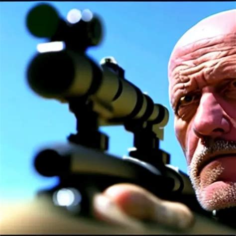 Film Still Of Mike Ehrmantraut Aiming A Sniper Rifle Stable Diffusion