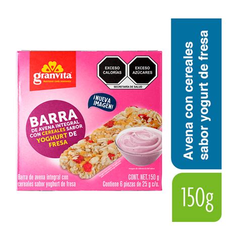 Granvita Barra De Avena Integral Con Cereales Sabor Yoghurt De Fresa