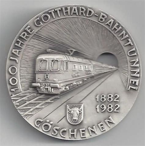 sehr schöne Silber Medaille 100 Jahre Gotthard Bahntunnel Kaufen auf