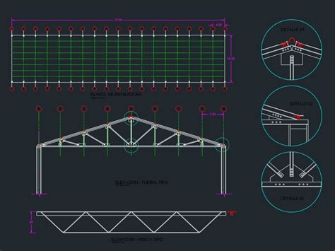 Plano de estructura metálica cobertura 115 7 KB Bibliocad