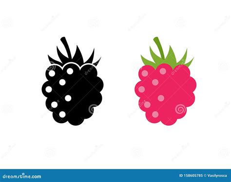 Raspberry Vector Icon Illustration Flat Berry Sweet Healthy Organic