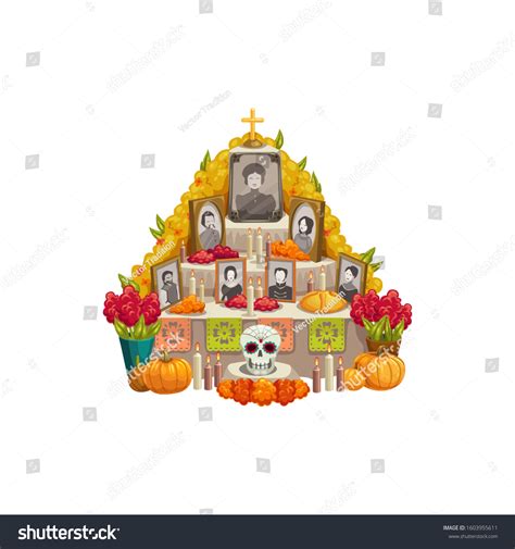 Dia De Los Muertos Ofrenda Altar Stock Vector (Royalty Free) 1603955611 ...