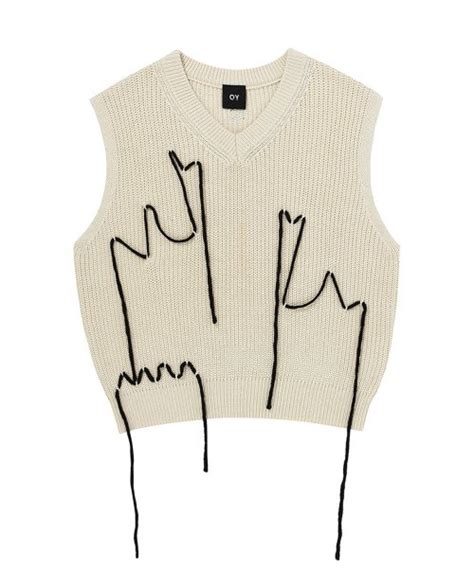 Musinsa Oy Zigzag Stitch Knit Vest Ivory