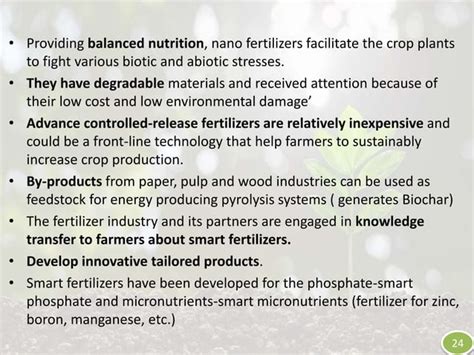 Smart Fertilizers In Sustainable Agriculture Ppt