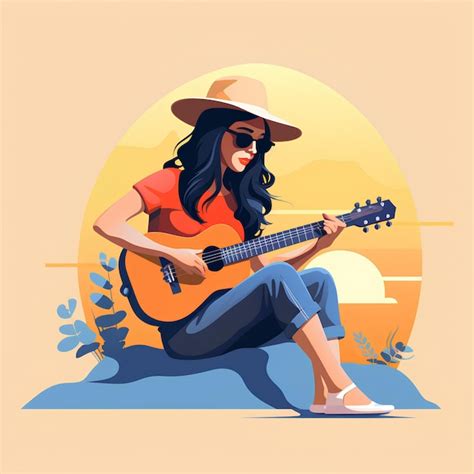 Estilo Vetorial Plano Minimalista De Uma Mulher Tocando Instrumentos