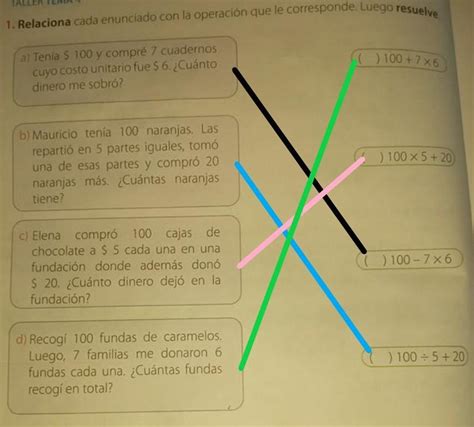 Relaciona Cada Enunciado Con La Operaci N Que Le Corresponde Luego