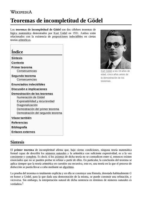 Teoremas de incompletitud de Gödel Kurt Gödel a los 19 años de edad