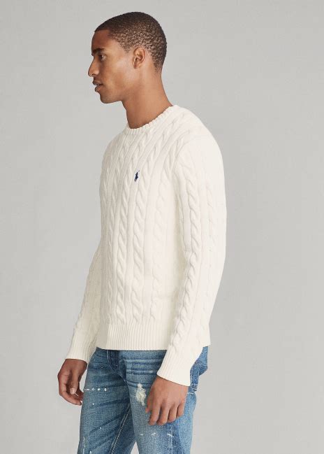 Cable Knit Cotton Sweater In Natural Ralph Lauren® Hk