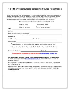 Fillable Online Publichealth Lacounty TB 101 Or Tuberculosis Screening