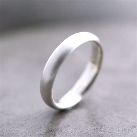 Mens Silver Wedding Band Matte 4mm Unisex Recycled Etsy