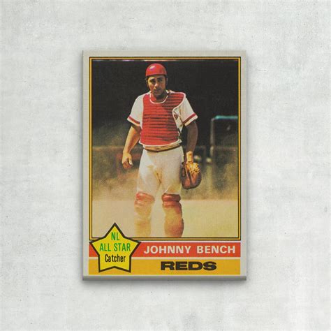 WRAPPED CANVAS 1976 Johnny Bench Reds Rookie Stars Topps 300 Baseball