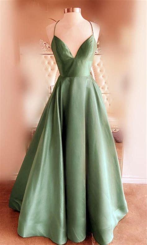 Sage Green Prom Dresses Princess Ball Gown Satin Floor Length In 2022