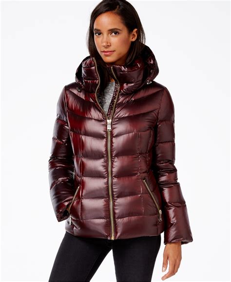 Lyst Calvin Klein Hooded Puffer Coat In Purple