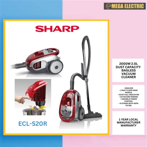 Display Set No Box SHARP 2000W BAGLESS VACUUM CLEANER RED