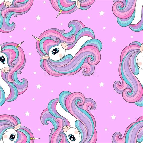 Seamless Pattern With Unicorns On A Pink Background Vector Stock