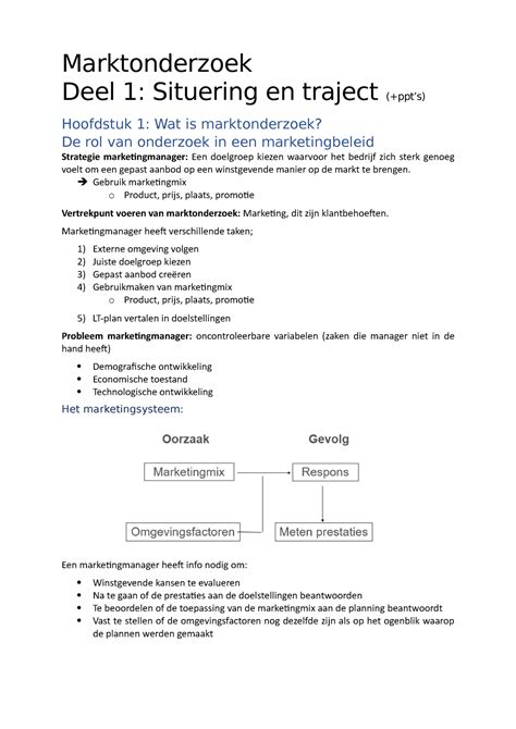 Marktonderzoek Samenvatting Marktonderzoek Deel Situering En