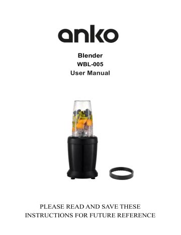 Anko Wbl Blender User Manual Manualzz