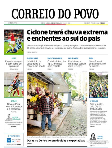 Capa Correio Do Povo Edi O Segunda De Maio De